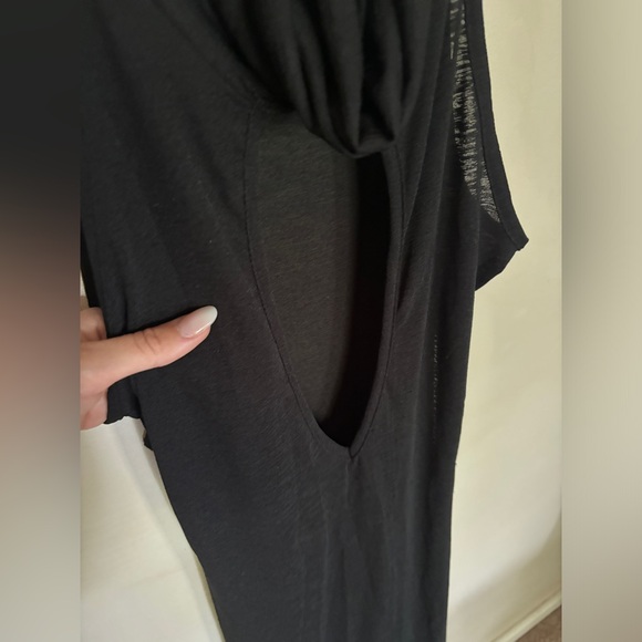 High Slit Sheer Mock Neck Dress with Hood - Picture 3 of 7